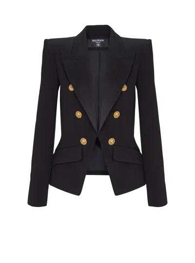 Balmain 6-button Jacket In Jacquard In Black