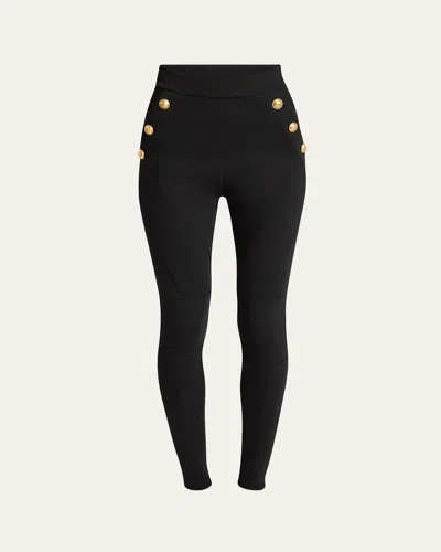 BALMAIN 6-BUTTON JERSEY LEGGINGS