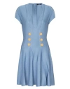 Balmain 6-button Fine-knit Minidress In Blue