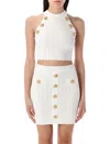 Balmain 6-button Knit Halterneck Top In White