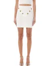 Balmain White Mini Pencil Skirt With Jewel Buttons In White