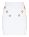 Balmain White Mini Pencil Skirt With Jewel Buttons In White