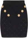 Balmain Women Buttoned Knitted Mini Skirt In Black