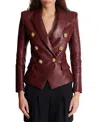 Balmain Double-breasted Lambskin Leather Blazer In Brown
