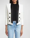 Balmain Long-sleeved Casual Jacket In Whiteblk