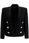 Balmain Tailored Cropped Jacket With Double-breasted Front In Black