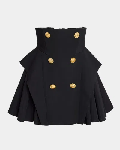 Balmain 6-button Structured Flare Mini Skirt