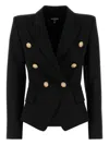 Balmain Double-breasted Grain De Poudre Wool Blazer In Animal Print