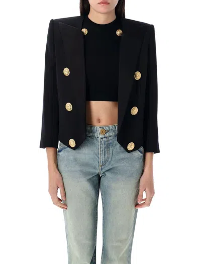Balmain 6 Buttons Cropped Jacket In Black
