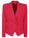 Balmain Lapels Double-breasted Blazer Peak In Pk Fuchsia Vif