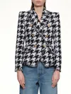 Balmain Distressed Lapel Jacket Structured Shoulders In Black