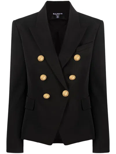 Balmain 6-buttons Double-breasted Blazer In Nero