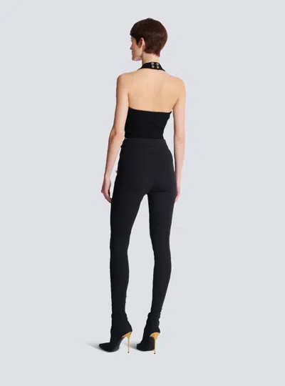 Balmain 6 Buttons Jersey Leggings In Black