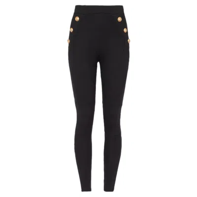 Balmain 6 Buttons Jersey Leggings In Black