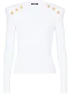 Balmain Rib Knit Viscose Sweater In White