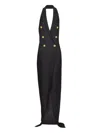 Balmain 6 Buttons Long Halterneck Knit Dress Clothing In Black