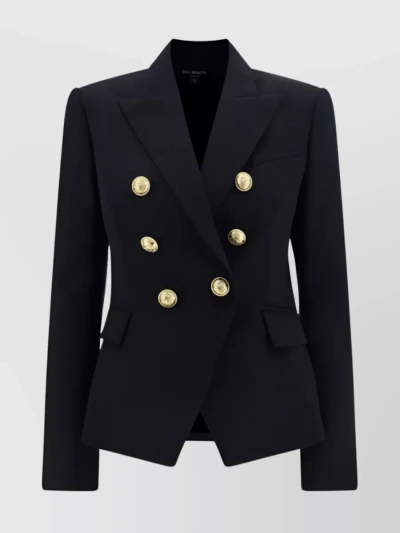 BALMAIN 6-BUTTONS WOOL BLAZER WITH EMBOSSED GOLD-TONE BUTTONS