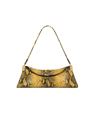 Balmain 64-83 Small Bag In Python-effect Leather In Yellow