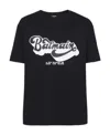 Balmain Black Crewneck T-shirt With 70s Logo Print In Organic Cotton Man In Black