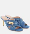 Balmain Square-headed High-heeled Sandals In Blue