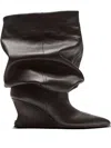 Balmain Leather Wedge Ankle Boots 60 In Black