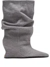Balmain 75mm Slouchy Wedge Ankle Boots In Gray