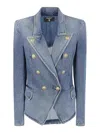 Balmain 8-button Cotton Denim Jacket In Blue