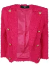 Balmain 8 Button Tweed Spencer Jacket In Multicolor