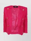 Balmain Women's 8 Button Tweed Spencer Jacket In Pink