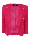 Balmain 8 Button Tweed Spencer Jacket In Pink
