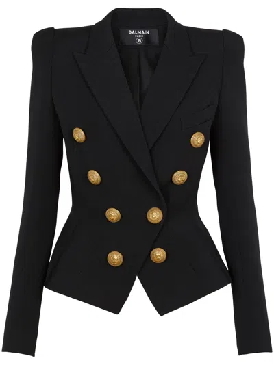Balmain 8-buttons Double-breasted Wool Blazer In Black