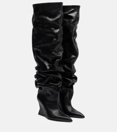 Balmain Overknee-stiefel 95 Aus Leder In Black