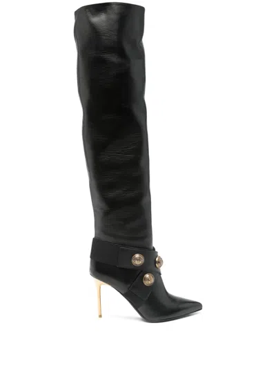 Pre-owned Balmain 95mm Alma Boots In Black