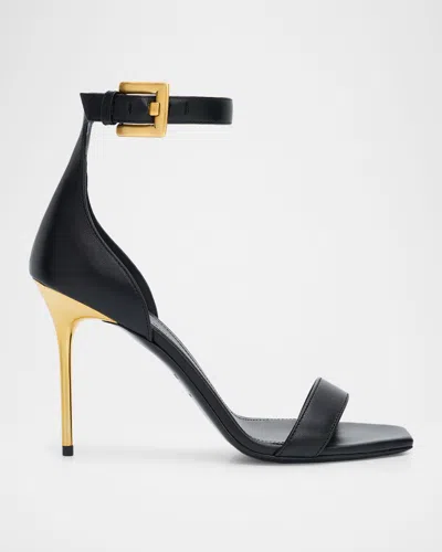 Balmain 95mm Anthem Leather Sandals In Black