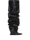 Balmain 95mm Calfskin Wedge Over-the-knee Boots In Black