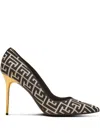 Balmain Ruby 100mm Monogram-jacquard Pumps In Black