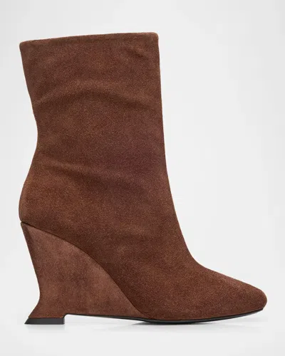 Balmain 95mm Suede Ankle Boots In Brown