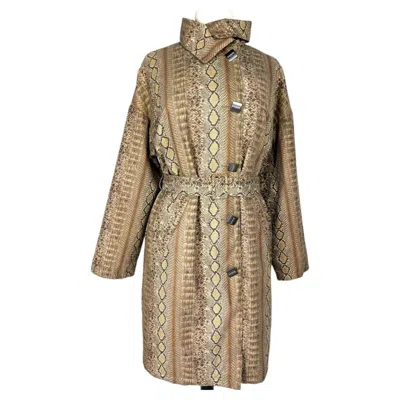 Pre-owned Balmain A  Printed Boa Style Trench Coat - Paris Circa 2010-2020 In Brown
