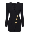 Balmain A Dress With A Low Collar With Decorative Buttons In Black