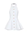 Balmain A-line Backless Poplin Dress In White