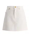 Balmain Trapeze Western Denim Mini Skirt In White