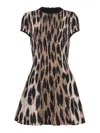 Balmain A-line Leopard Print Jacquard Dress In Multi