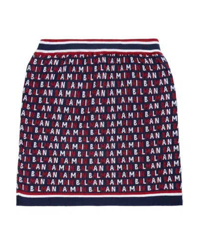 Balmain A-line Logo-jacquard Miniskirt In Black