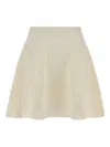 Balmain Crocodile Texture Flare A-line Skirt In Neutral