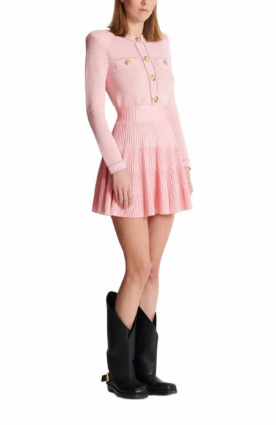 Balmain A-line Textured Knit Skirt
