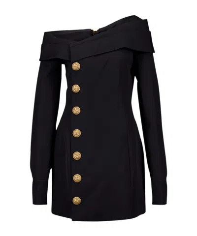 Balmain A Shoulder-length Dress In Black