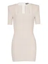 Balmain Nude Short Knit Dress In Neutral