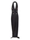 Balmain 6 Buttons Long Halterneck Knit Dress Clothing In Black