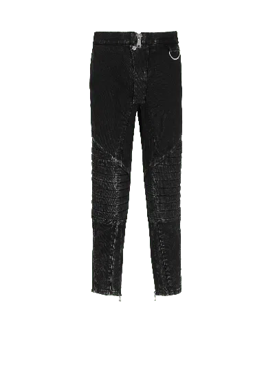 Balmain Acid Wash Denim With Knee Pads Jeans In Black