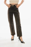 Balmain Acid Wash Effect Straight Fit Jeans 18cm In Brown